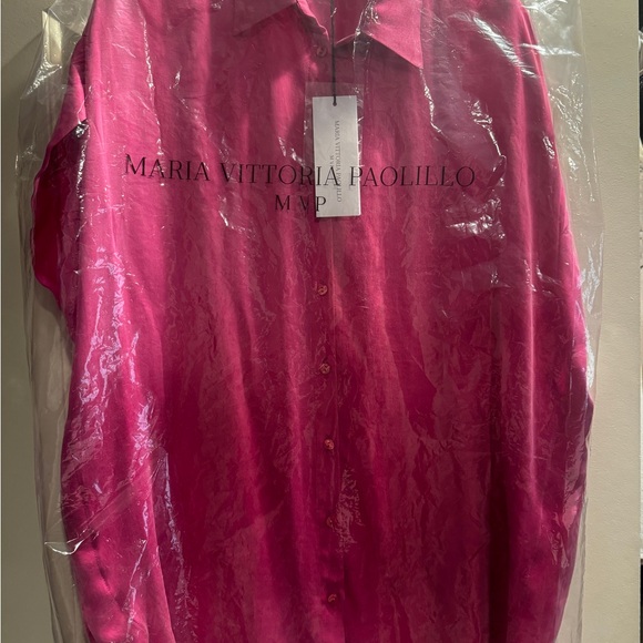 Maria Vittoria Paolillo (MVP) Fuchsia Silk Blouse size 40 (small) - Picture 3 of 8